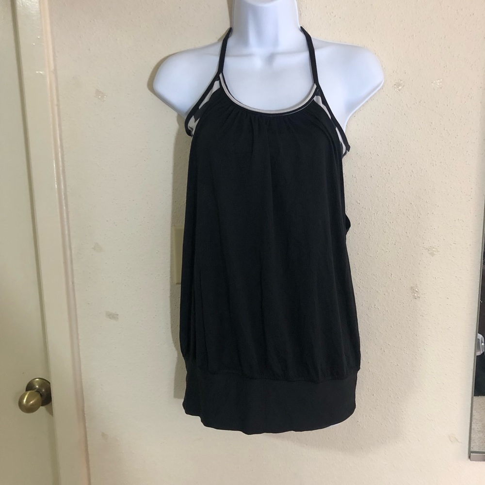 Lululemon No Limits Tank Size 4 Black / Arrow Chevron White Black Yoga Athletic